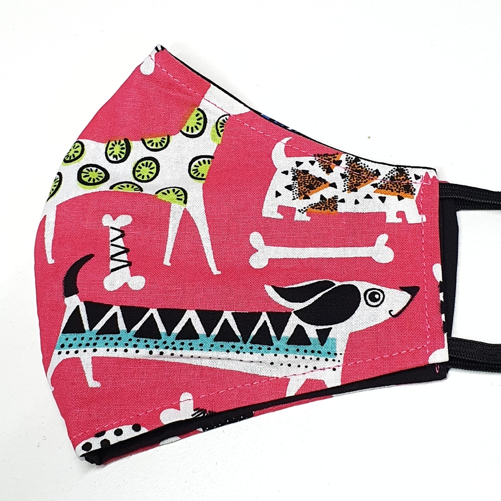 Dog/Polka Dots Adult Face Mask Set of 2 - Picture 4 of 7